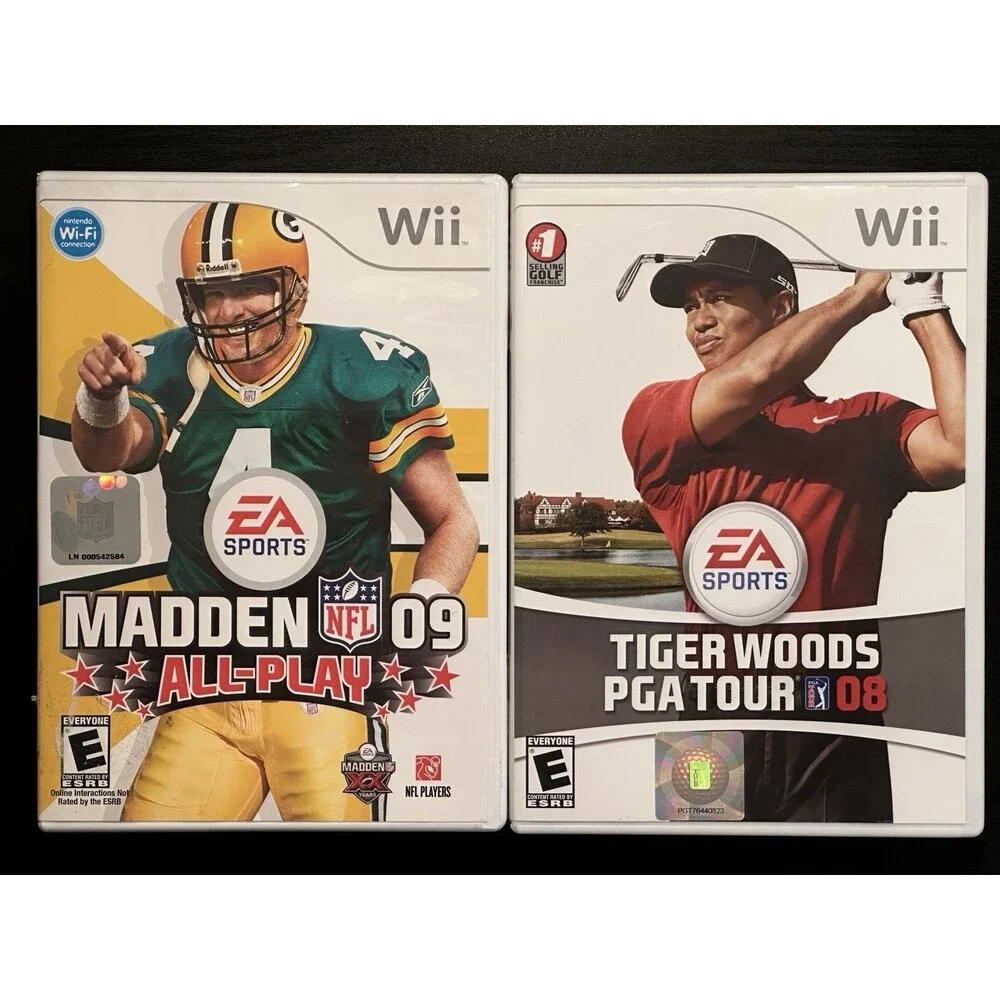 Nintendo Wii Sports bundle - Madden 09 All Play & Tiger Woods PGA Tour 08 TESTED